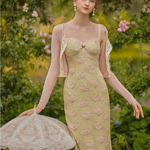 Papaya Ice cream Slip dress Lacemade - Picture 3 of 5